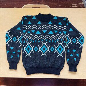 Vintage 80s 90s White Stag Pullover Knit Wool Sweater Retro Geometric Mens Large